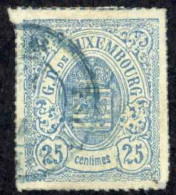 Luxembourg Sc# 22 Used (a) 1872 25c Blue Coat Of Arms - 1859-1880 Wapenschild