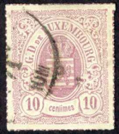 Luxembourg Sc# 19 Used (b) 1865-1874 10c Rose Lilac Coat Of Arms - 1859-1880 Wappen & Heraldik