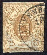 Luxembourg Sc# 9 Used 1859-1864 25c Coat Of Arms - 1859-1880 Wapenschild