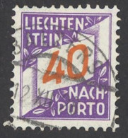 Liechtenstein Sc# J19 Used 1928 40rp Postage Due - Taxe