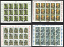 Liechtenstein Sc# 697-700 FD Cancel Panes/15 1980 50rp-1.50fr Trees - Gebruikt