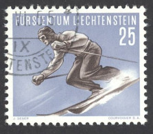 Liechtenstein Sc# 291 Used 1955 25rp Skiing - Oblitérés