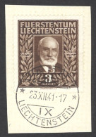 Liechtenstein Sc# 165 Used On Piece 1940 3fr Prince Johann II - Gebraucht