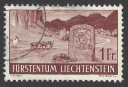 Liechtenstein Sc# 148 Used 1937-1938 1fr Frontier Stone - Gebraucht