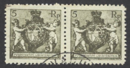 Liechtenstein Sc# 57 Used Pair 1921 5rp Arms With Supporters - Gebraucht