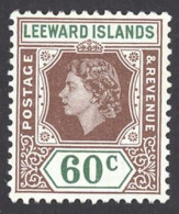 Leeward Islands Sc# 144 MH 1954 60c Queen Elizabeth II - Leeward  Islands