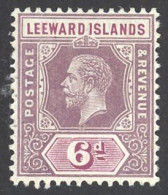 Leeward Islands Sc# 75 MH 1923 6p King George V - Leeward  Islands