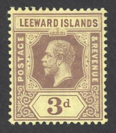 Leeward Islands Sc# 72 MH 1921-1932 3p Violet, Yellow King George V - Leeward  Islands