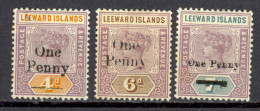 Leeward Islands Sc# 17-19 MH 1902 Surcharged Queen Victoria - Leeward  Islands