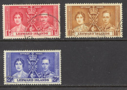 Leeward Islands Sc# 100-102 Used 1937 1p-2½p Coronation Issue - Leeward  Islands