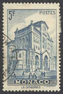 Monaco Sc# 173 Used 1939-1946 5fr Prussian Blue Cathedral - Usati