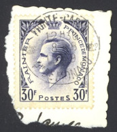 Monaco Sc# 339 Used (on Cover Remnant) 1955 30fr Prince Rainier III - Briefe U. Dokumente