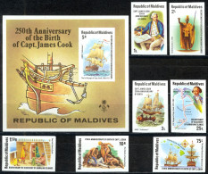 Maldive Islands Sc# 750-757 MNH IMPERF 1978 Captain Cook - Maldives (1965-...)