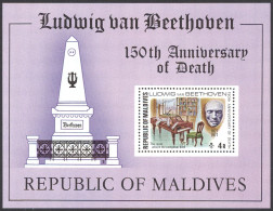 Maldive Islands Sc# 677 MNH Souvenir Sheet 1977 Ludwig Van Beethoven - Maldives (1965-...)