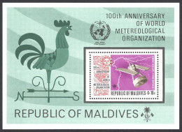 Maldive Islands Sc# 471 MNH Souvenir Sheet 1974 Meteorological Cooperation 100th - Maldivas (1965-...)