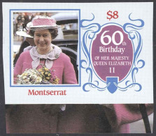 Montserrat Sc# 604 (stamp Only) MNH IMPERF 1986 $8 Queen Elizabeth II 60th - Montserrat