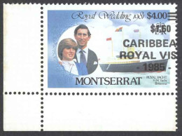 Montserrat Sc# 578 (MAJOR OVERPRINT SHIFT) MNH 1985 $1.60 Royal Visit - Montserrat