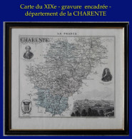 GRAVURE ORIGINALE ENCADRÉE XIXe - 16 CHARENTE - 32 X 29 Cm - Other & Unclassified