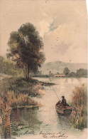 ARTS - Peintures Et Tableaux - Un Pêcheur Au Milieu De La Rivière - Carte Postale Ancienne - Paintings