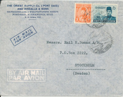 Egypt Air Mail Cover Sent To Sweden - Luftpost