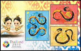 [Q] Singapore 2013: Foglietto Anno Del Serpente Thailand 2013 / Year Of The Snake Thailand 2013 Stamp Exhibition S/S ** - Chinese New Year