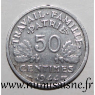 GADOURY 425 - 50 CENTIMES 1944 C - Castelsarrasin - TYPE BAZOR - KM 914 - TB/TTB - 50 Centimes