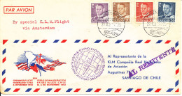 Denmark Copenhagen 27-10-1952 First KLM Flight Cover Amsterdam - Santiago De Chile 6-11-1952 - Storia Postale