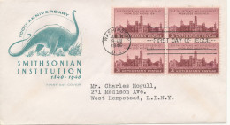 USA FDC 10-8-1946 FDC In Block Of 4 100 Aniv. Of Smithsonian Institution With Nice Cachet - 1941-1950