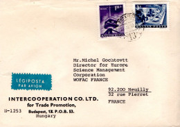 HONGRIE AFFRANCHISSEMENT COMPOSE SUR LETTRE A EN TETE AVION POUR LA FRANCE 1973 - Briefe U. Dokumente