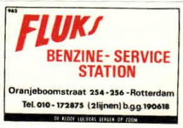 Dutch Matchbox Label, Rotterdam - Zuid Holland, FLUKS Benzine - Service Station, Holland, Netherlands - Boites D'allumettes - Etiquettes