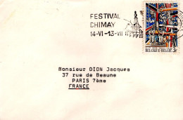 BELGIQUE SEUL SUR LETTRE POUR LA FRANCE 1969 - Covers & Documents