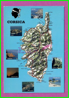 CPM CORSE 20 - Plan Carte De La Corse Corsica Centuri Calvi Calanches Sanguinaires Bonifacio Corte - Corse