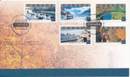 Canada FDC 1-6-2002 Tourist Attractions Yukon Quest, Icefields Parkway, Agawa Canyon, Old Port Montreal, Kings Landin - 2001-2010