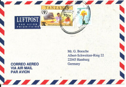 Tanzania Air Mail Cover Sent To Germany 19-1-1997 Overprinted Stamp - Tanzanie (1964-...)