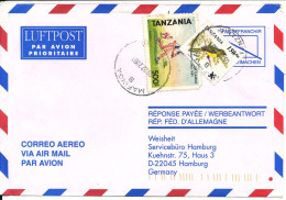 Tanzania Air Mail Cover Sent To Germany 9-2-2001 Overprinted BIRD Stamp The Other Stamp Is Damaged - Tanzanie (1964-...)
