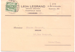 Briefkaart Carte Postale - Pub Reclame - Léon Legrand - Ath 1938 - Cartoline 1934-1951