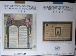 Emission Commune France - ONU - Droits De L'Homme 1789 -1948 Belle Enveloppe Avec Les 2 Blocs** PV 70.00 FF - Souvenir Blocks & Sheetlets