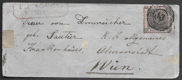 Germany Baden Freiburg Sealed Cover Mailed To Wien Austria 1850s. Numeral Cancel 43 - Storia Postale