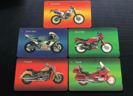 Singapore Telecom Singtel GPT Phonecard, Bike & Motorcycle, Set Of 5 Used Cards Including One $50 Card - Singapore