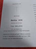 Doodsprentje Bertha Vos / Lommel 8/4/1906 Mol 4/6/1992 ( Felix Wellens ) - Religion & Esotérisme