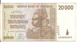 ZIMBABWE 20000 DOLLARS 2008 VF P 73 - Simbabwe