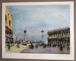 La Piazzetta à Venise Aquarelle De Léon Gaucherel  D'après Francesco Guardi François Liénard Imprimeur - Aquarelles