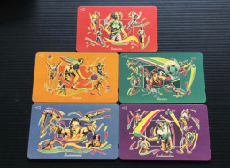 Singapore Telecom Singtel GPT Phonecard, Sports, Set Of 5 Used Cards Including One $50 Card - Singapore