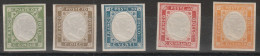 106 1861 - Emissioni Per Le Province Napoletane, Serie Completa, Non Emessa N. 1/5. Cert. Todisco. Cat. € 800,00. S. MNH - Used