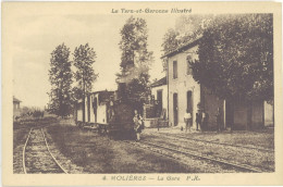 Cpa 82 – Molières – La Gare  ( Train ) - Molieres