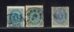 Danemark. 1875. N° 23 Et 23a Oblitérés. Bleu à Outremer. - Used Stamps