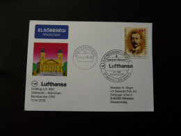 Premier Vol First Flight Debrecen Hungary To Munchen Bombardier CR9 Lufthansa 2016 - Cartas & Documentos