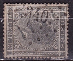 1865 King Leopold I 10 Ct Grey Mi 14 Da With Dotted Cancellation 340 (Spa) - Punktstempel