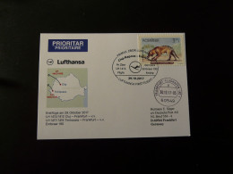 Premier Vol First Flight Cluj Romania To Frankfurt Embraer 190 Lufthansa 2017 - Cartas & Documentos