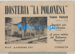 223731 ARGENTINA CORDOBA COSQUIN PUBLICITY HOTEL HOSTERIA LA POLONESA NO POSTAL POSTCARD - Argentine